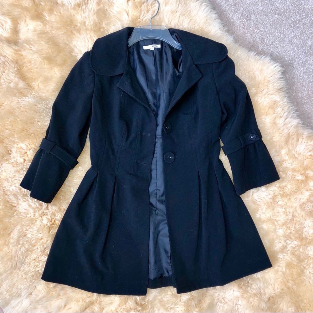 Black Blazer Jacket Button Down Up Light Pea Coat… - image 2